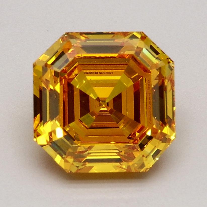 1.68 Ct. Fancy Vivid Yellowish Orange Asscher Lab Grown Diamond