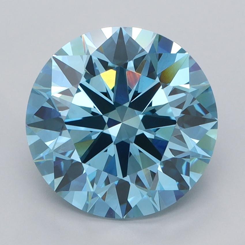 3.56 Ct. Fancy Vivid  Blue Round Lab Grown Diamond