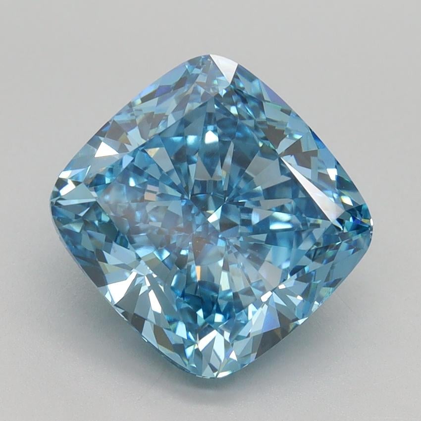 4.22 Ct. Fancy Vivid Blue Cushion Lab Grown Diamond