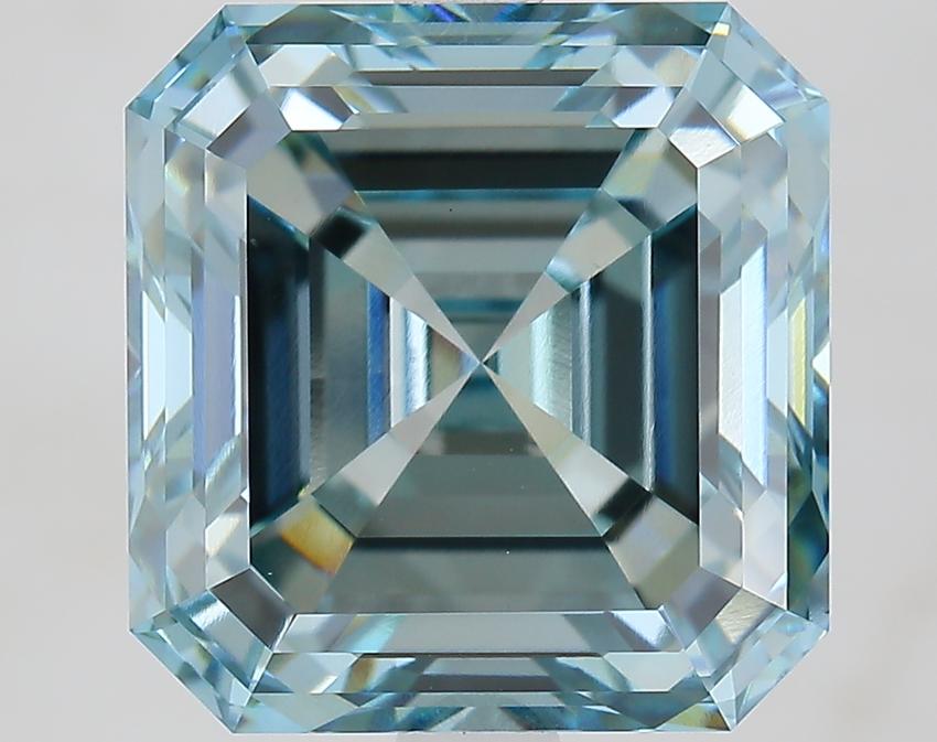 5.08 Ct. Fancy Greenish Blue Asscher Lab Grown Diamond
