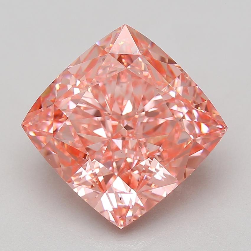 9.09 Ct. Fancy Vivid Pink Cushion Lab Grown Diamond