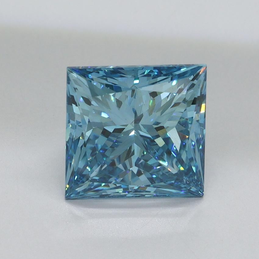 3.92 Ct. Fancy Vivid Malibu Blue Princess Lab Grown Diamond