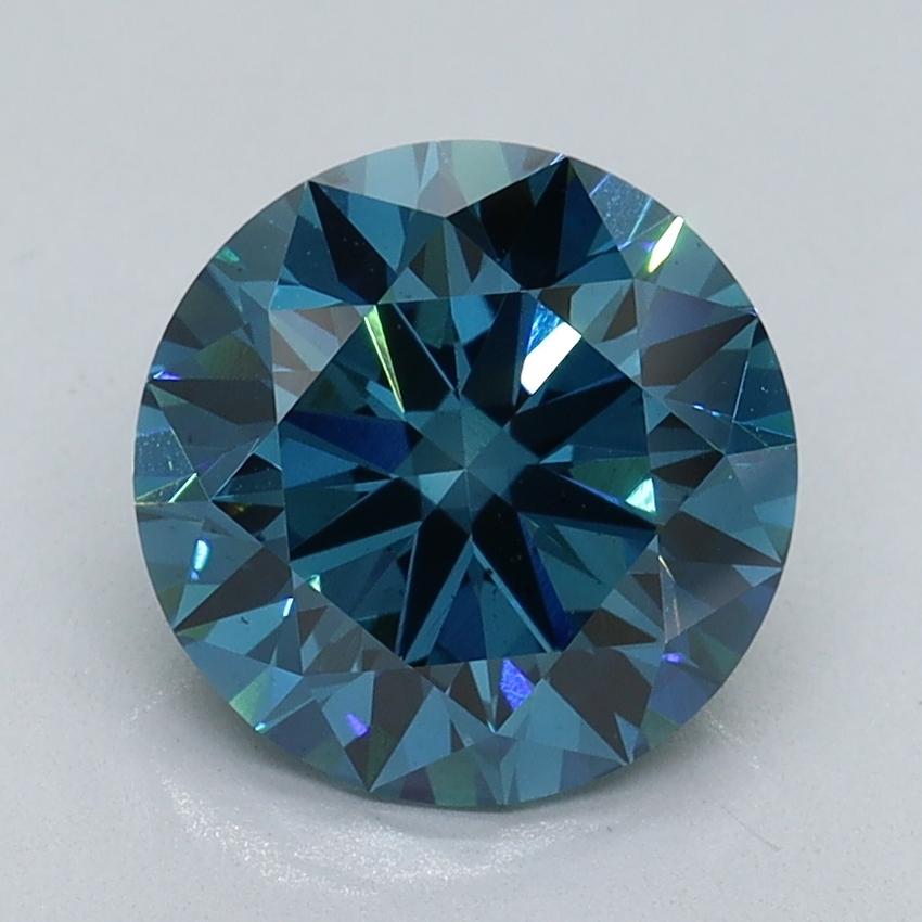 2.14 Ct. Fancy Vivid Blue Round Lab Grown Diamond