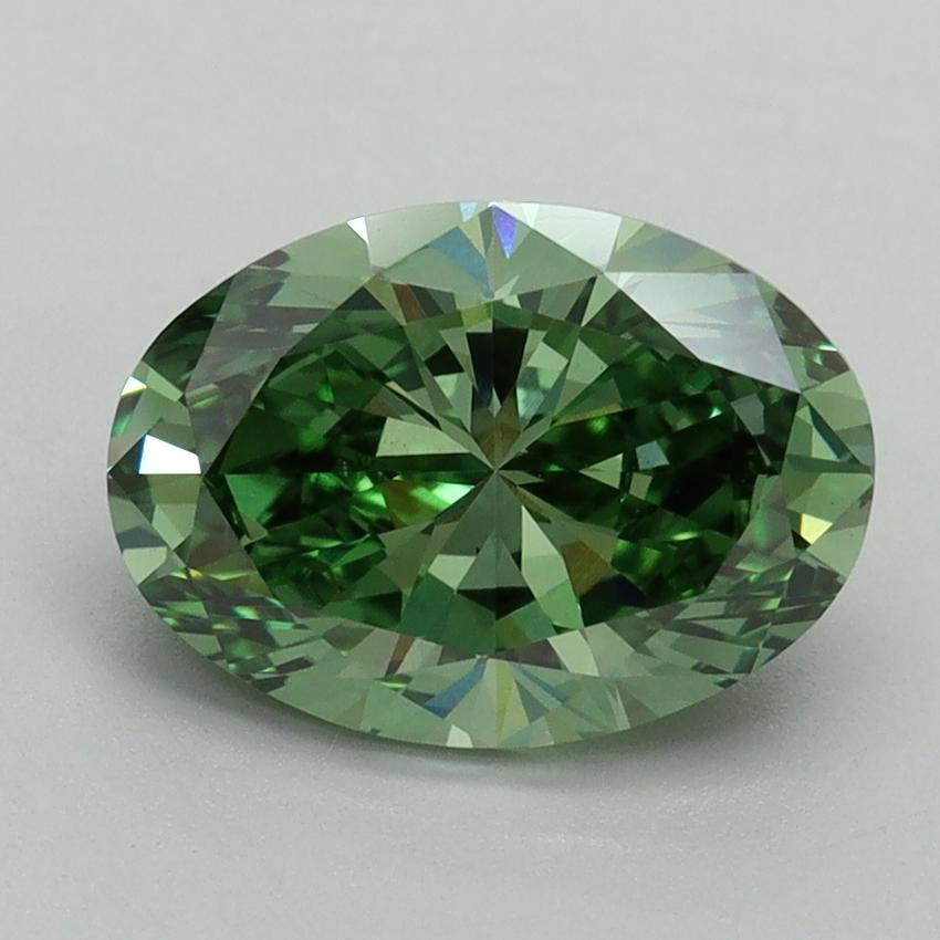 2.18 Ct. Fancy Vivid Green Oval Lab Grown Diamond