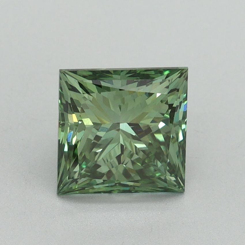 1.54 Ct. Fancy Vivid Green Princess Lab Grown Diamond