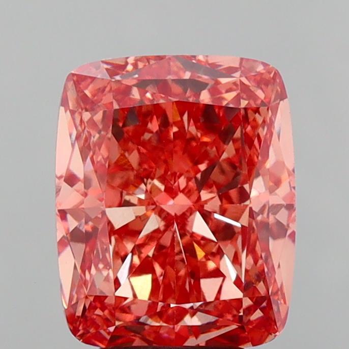 5.09 Ct. Fancy Vivid Brownish Pink Cushion Lab Grown Diamond