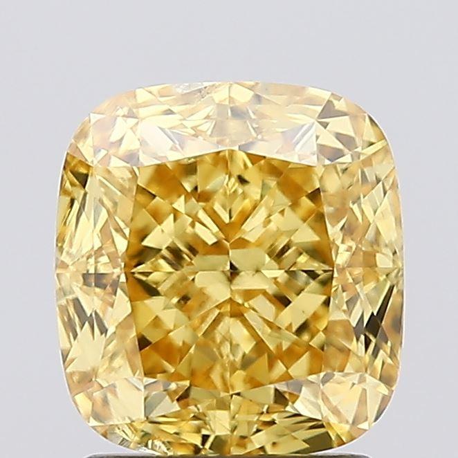 2.06 Ct. Fancy Vivid  Yellow Cushion Lab Grown Diamond