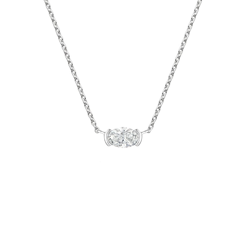 Semi Bezel Oval Diamond Necklace 