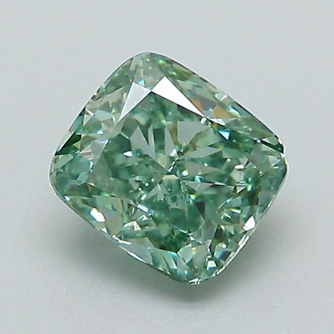 1.02 Ct. Fancy Vivid Green Cushion Lab Grown Diamond
