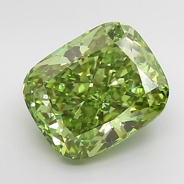5.02 Ct. Fancy Vivid  Green Cushion Lab Grown Diamond