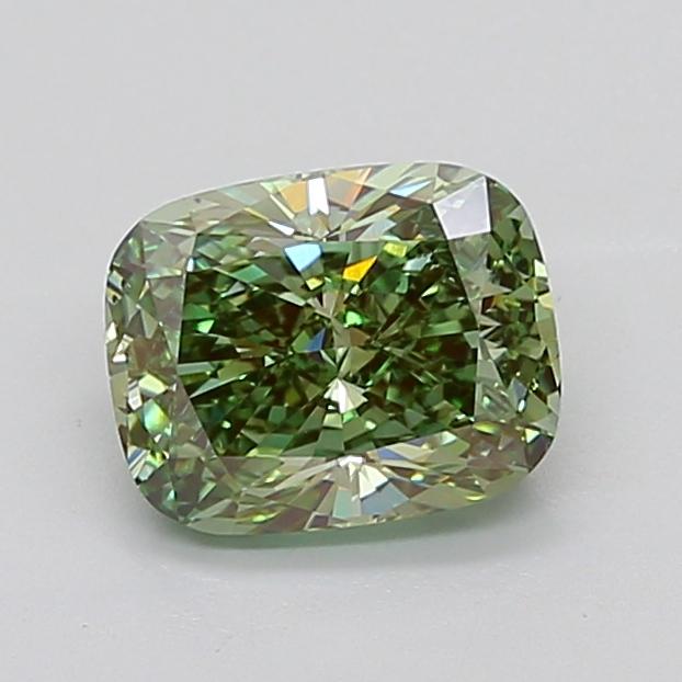 2.72 Ct. Fancy Vivid  Green Cushion Lab Grown Diamond