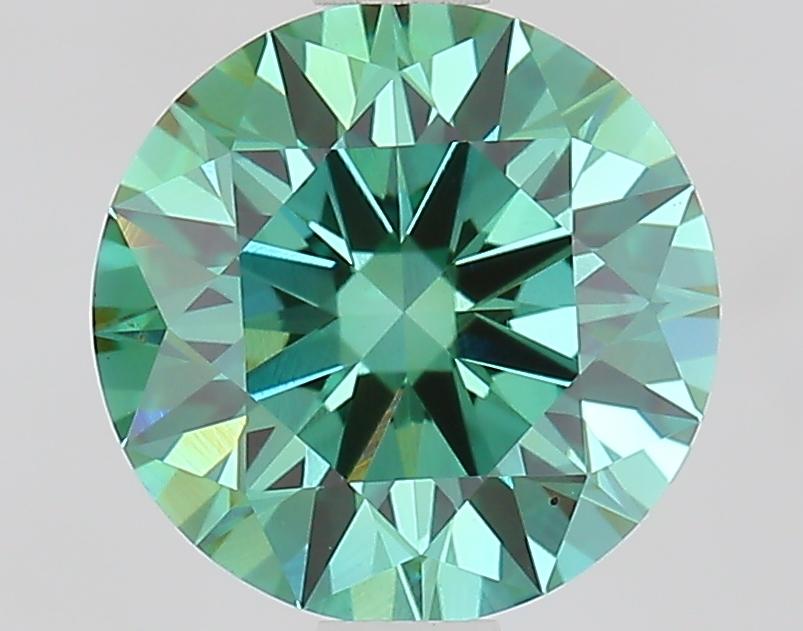 1.61 Ct. Fancy Vivid Bluish Green Round Lab Grown Diamond