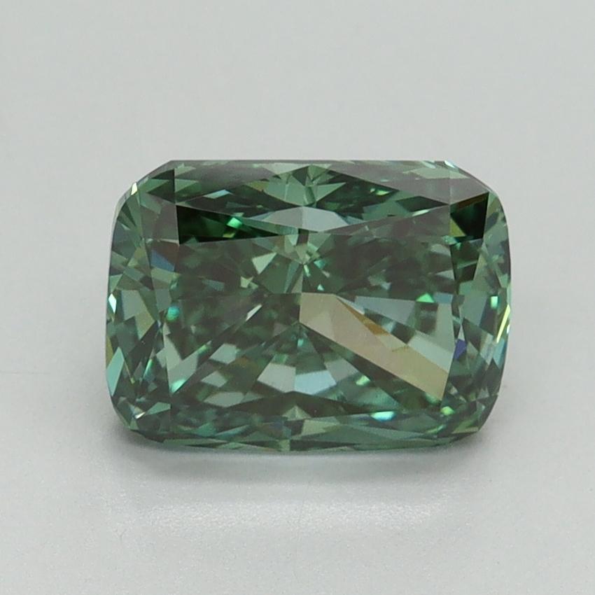 2.01 Ct. Fancy Vivid Green Cushion Lab Grown Diamond