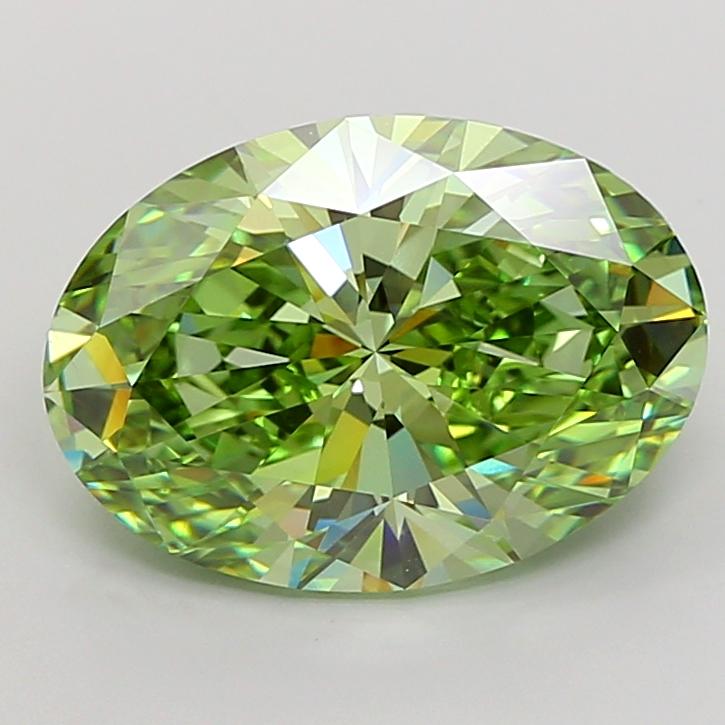 7.07 Ct. Fancy Vivid Green Oval Lab Grown Diamond