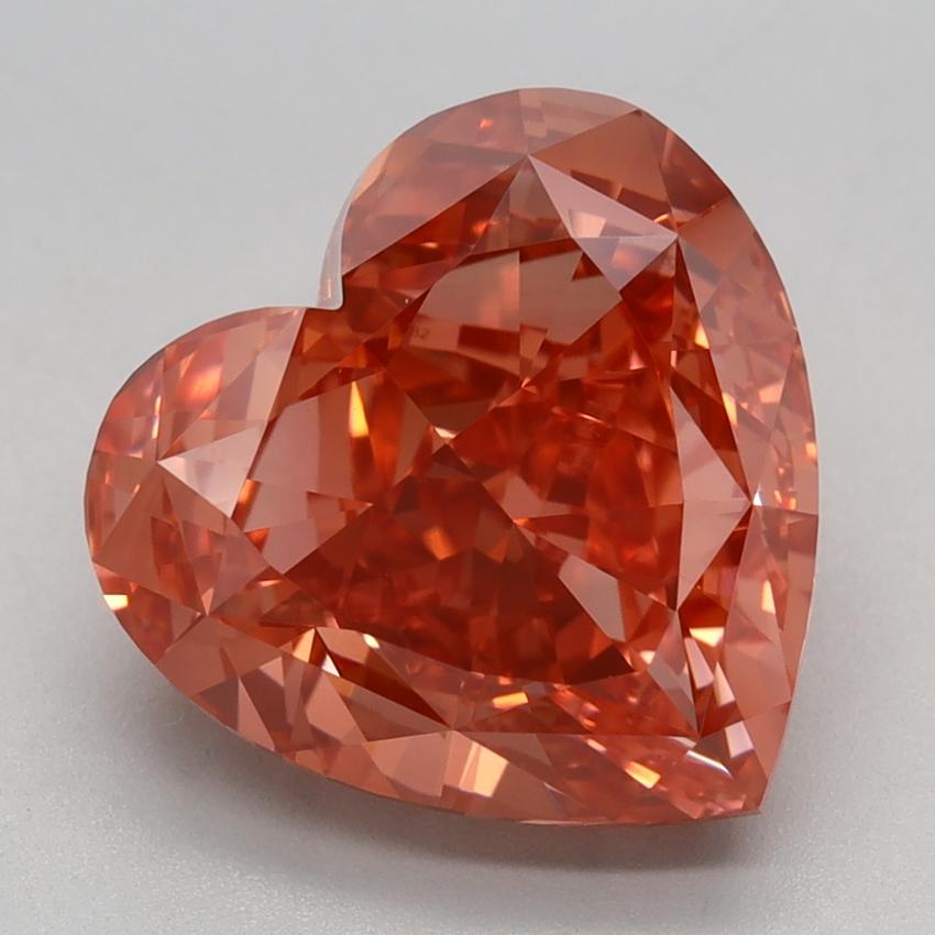 4.27 Ct. Fancy Vivid Pinkish Orange Heart Lab Grown Diamond