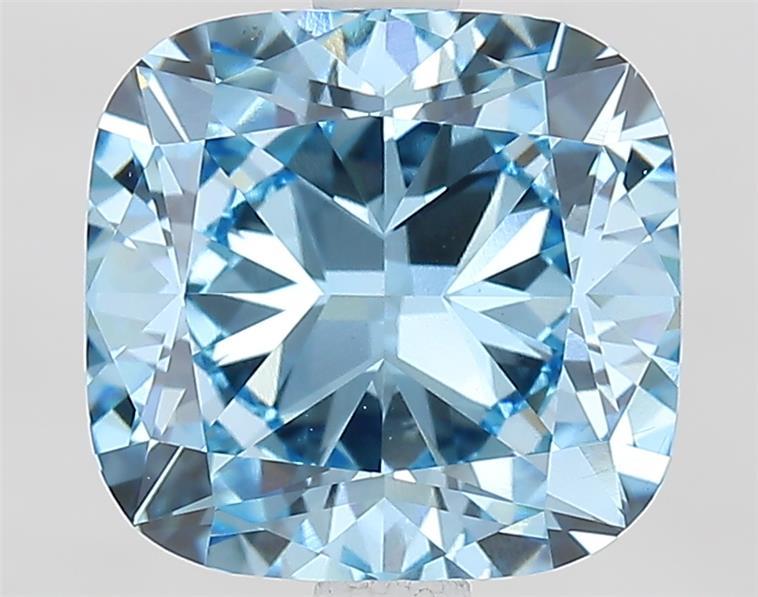 3.02 Ct. Fancy Vivid  Blue Cushion Lab Grown Diamond