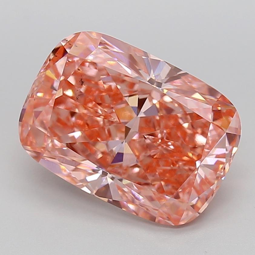 6.10 Ct. Fancy Vivid  Pink Cushion Lab Grown Diamond