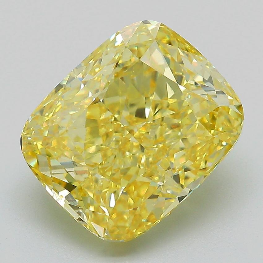 6.08 Ct. Fancy Vivid Yellow Cushion Lab Grown Diamond