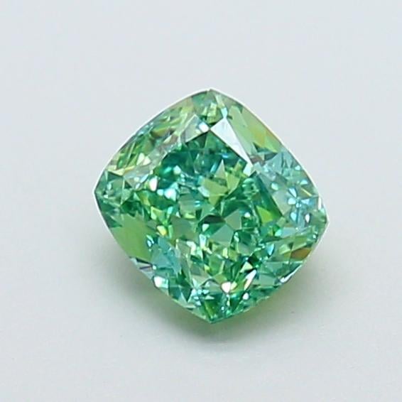 1.01 Ct. Fancy Vivid Green Cushion Lab Grown Diamond