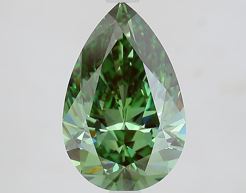 3.01 Ct. Fancy Vivid Green Pear Lab Grown Diamond