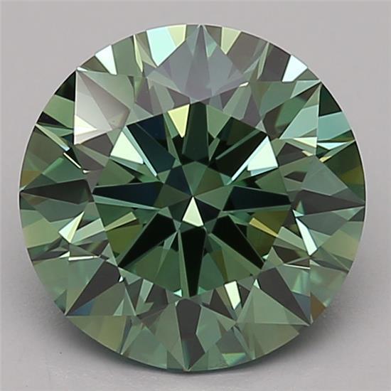 2.17 Ct. Fancy Vivid Green Round Lab Grown Diamond
