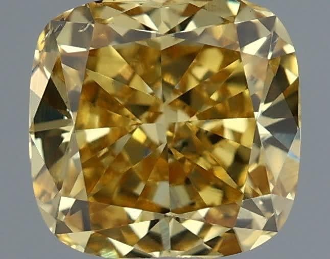0.65 Ct. Fancy Intense Yellow Cushion Lab Grown Diamond
