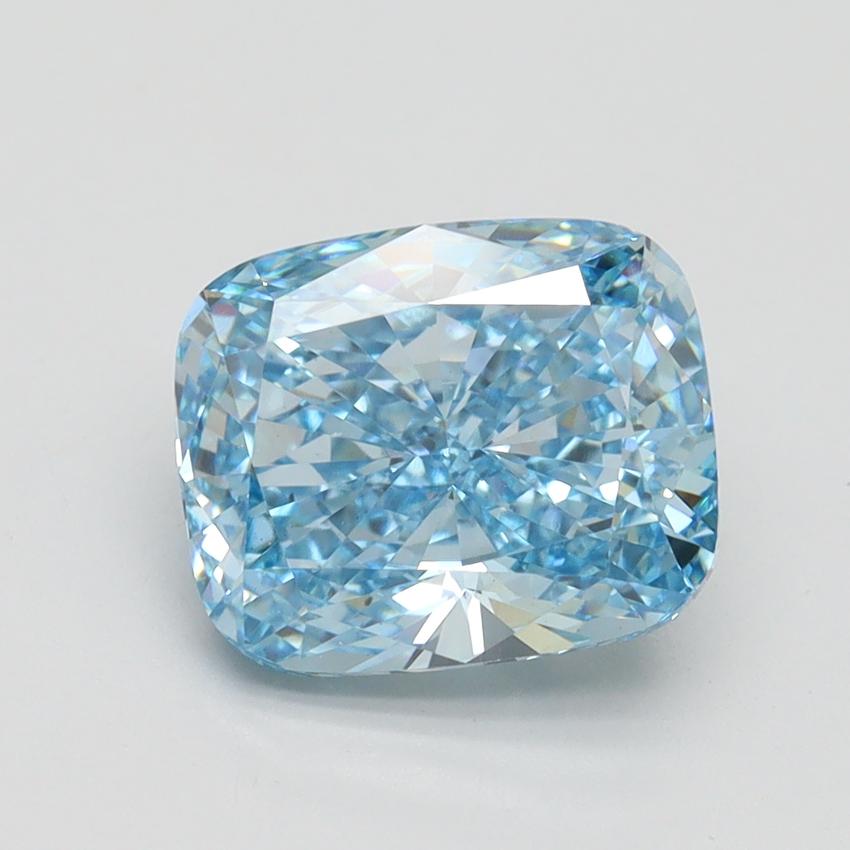 2.65 Ct. Fancy Vivid Blue Cushion Lab Grown Diamond