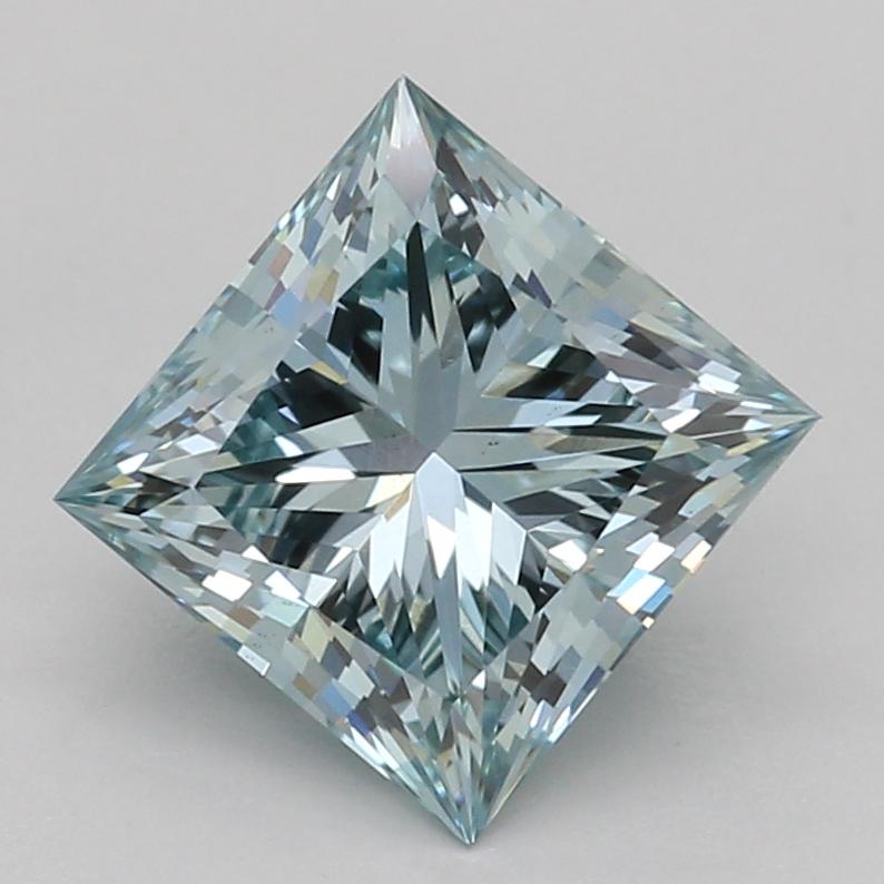 1.04 Ct. Fancy Intense Bluish Green Princess Lab Grown Diamond