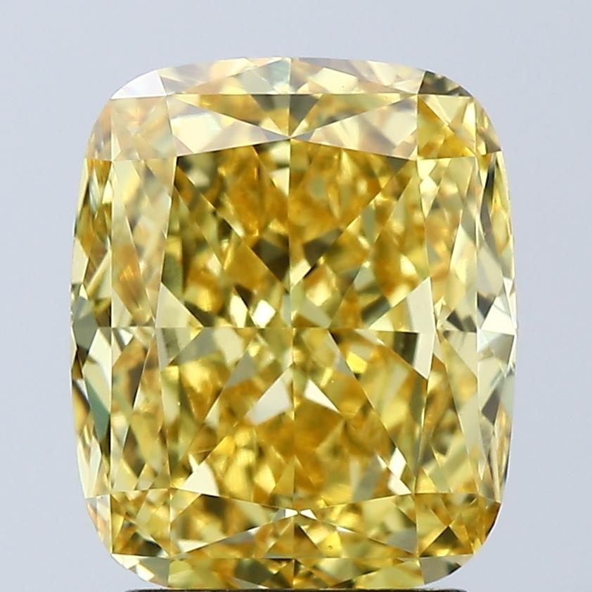 3.07 Ct. Fancy Vivid Yellow Cushion Lab Grown Diamond