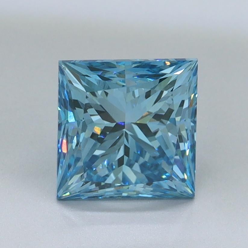 1.59 Ct. Fancy Vivid Malibu Blue Princess Lab Grown Diamond