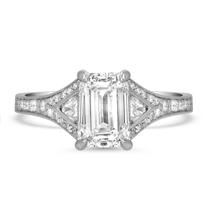 Custom Split Shank Trillion Diamond Ring