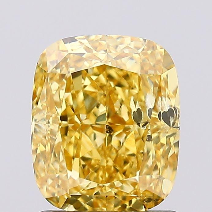 1.51 Ct. Fancy Vivid Yellow Cushion Lab Grown Diamond