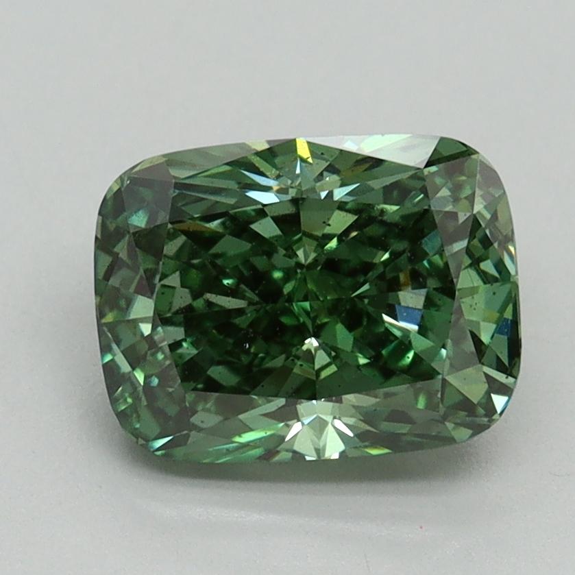 2.01 Ct. Fancy Vivid Green Cushion Lab Grown Diamond