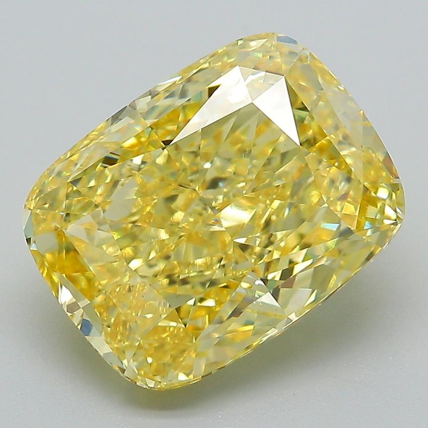 6.10 Ct. Fancy Vivid Yellow Cushion Lab Grown Diamond