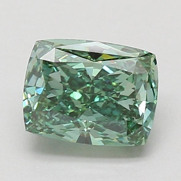 1.59 Ct. Fancy Vivid Green Cushion Lab Grown Diamond