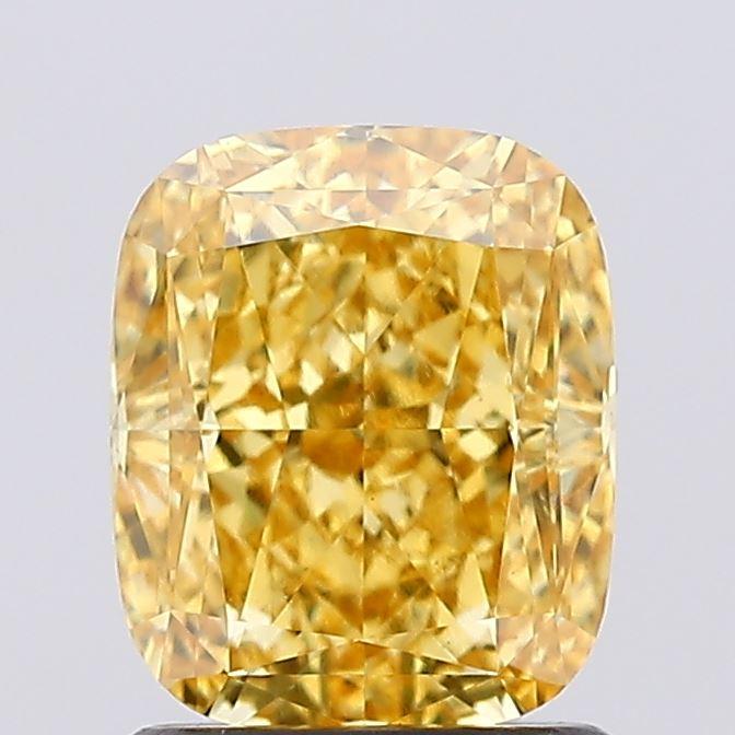 1.58 Ct. Fancy Vivid  Yellow Cushion Lab Grown Diamond