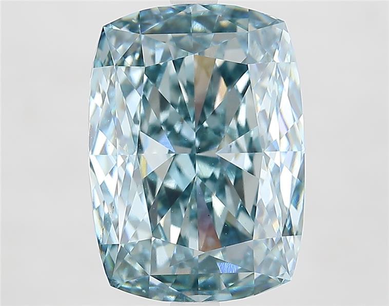 7.00 Ct. Fancy Intense Bluish Green Cushion Lab Grown Diamond
