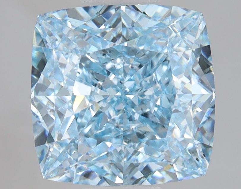 3.02 Ct. Fancy Vivid Blue Cushion Lab Grown Diamond