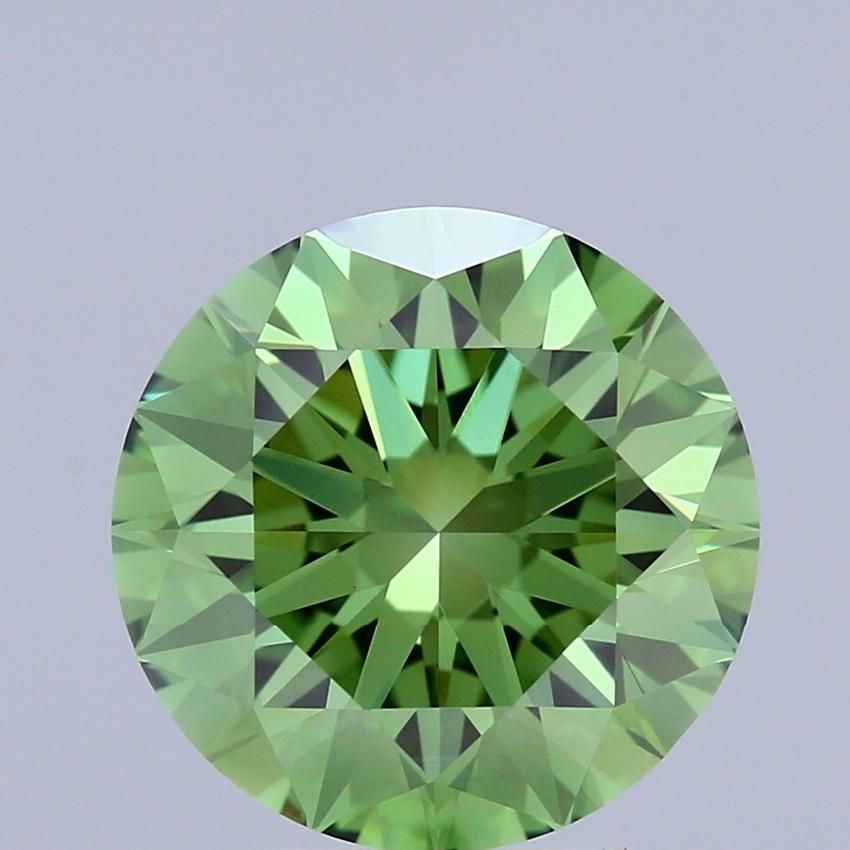 3.45 Ct. Fancy Vivid Green Round Lab Grown Diamond