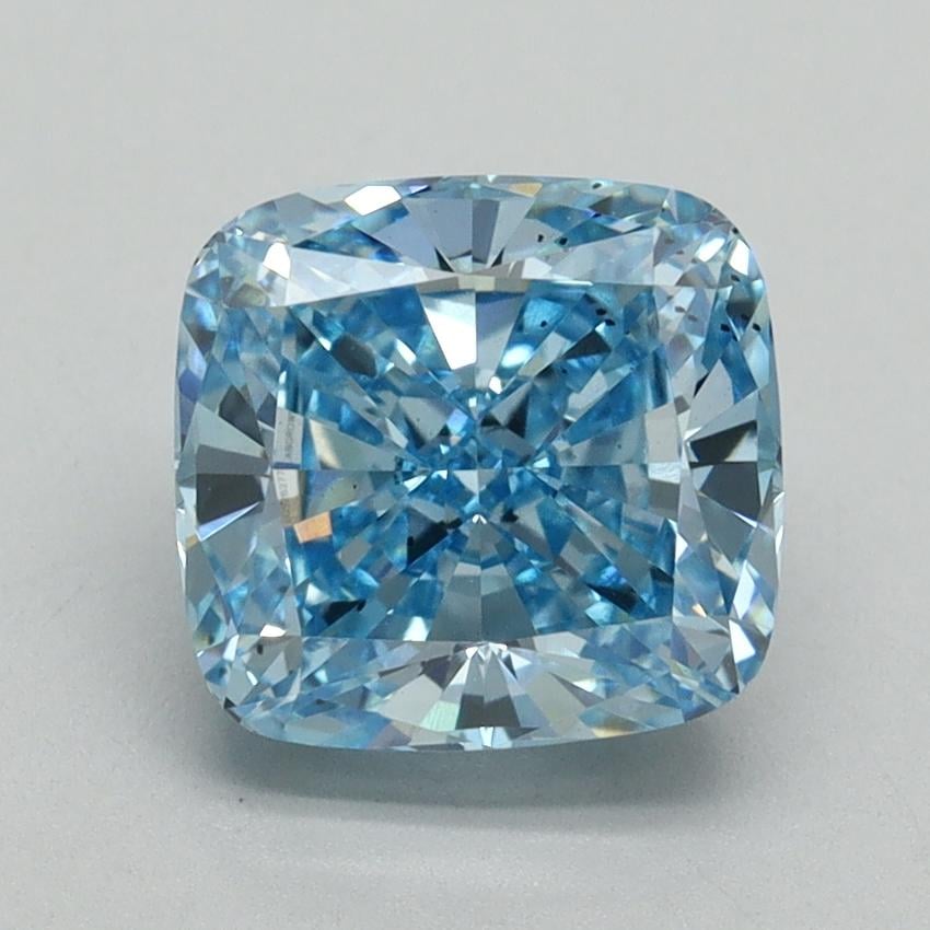 2.37 Ct. Fancy Vivid Blue Cushion Lab Grown Diamond