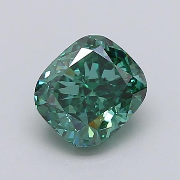 1.08 Ct. Fancy Vivid  Green Cushion Lab Grown Diamond