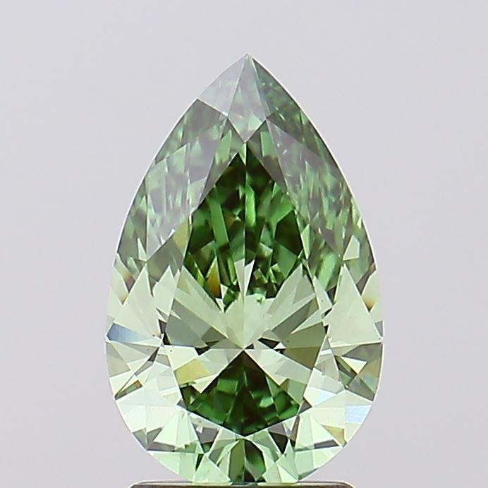 2.06 Ct. Fancy Vivid Green Pear Lab Grown Diamond