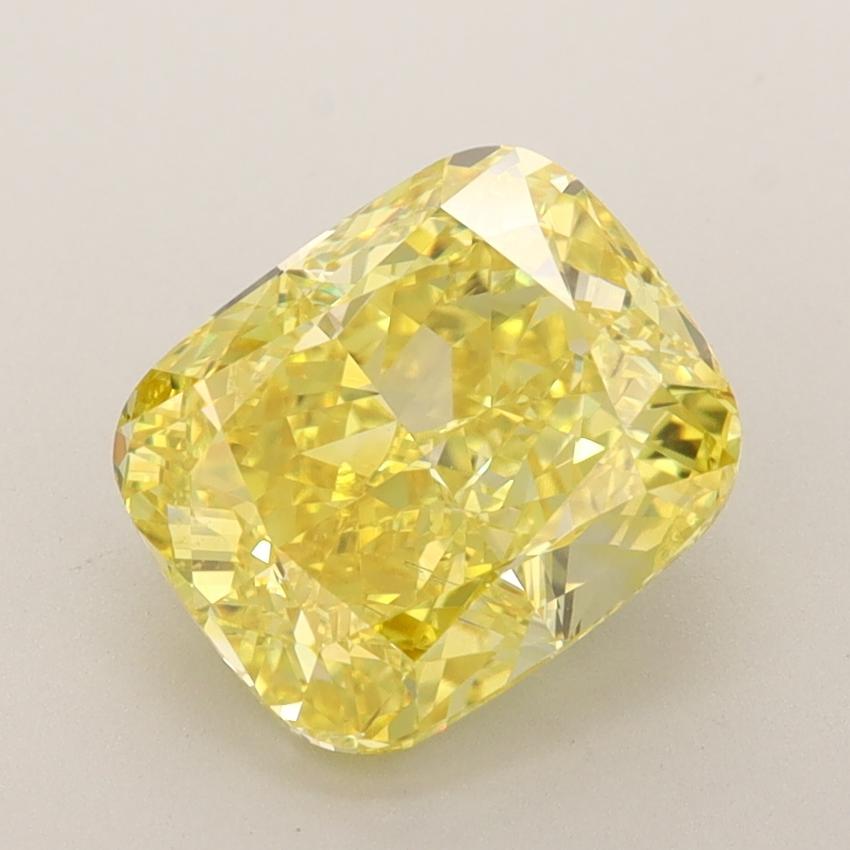 3.04 Ct. Fancy Vivid  Yellow Cushion Lab Grown Diamond