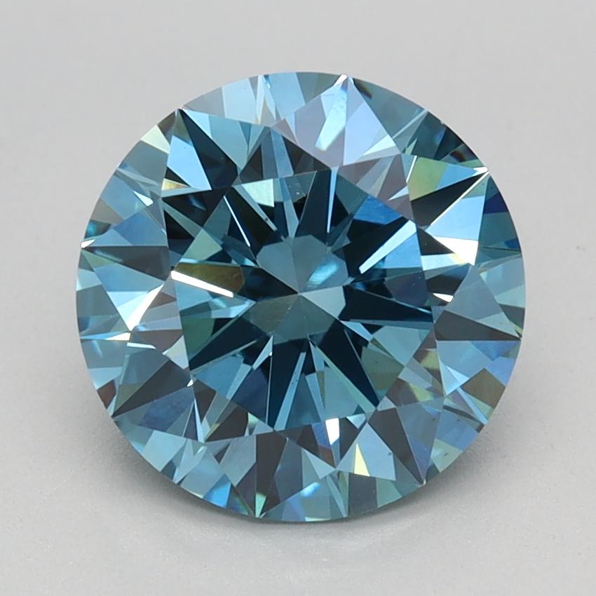 2.18 Ct. Fancy Vivid Blue Round Lab Grown Diamond