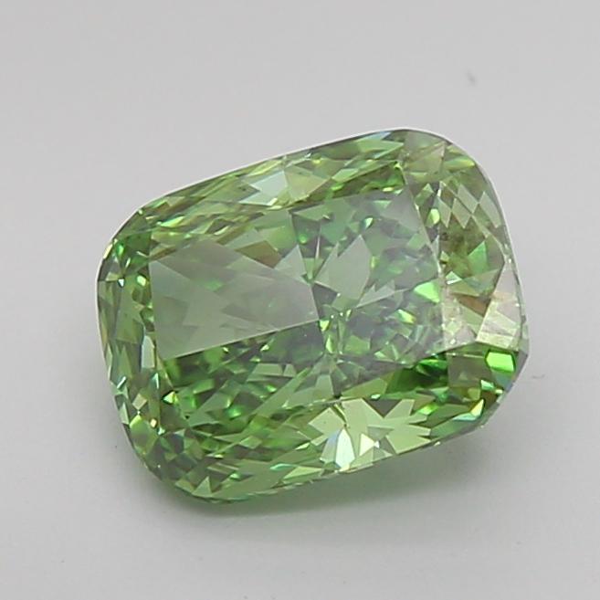 1.69 Ct. Fancy Vivid Green Cushion Lab Grown Diamond