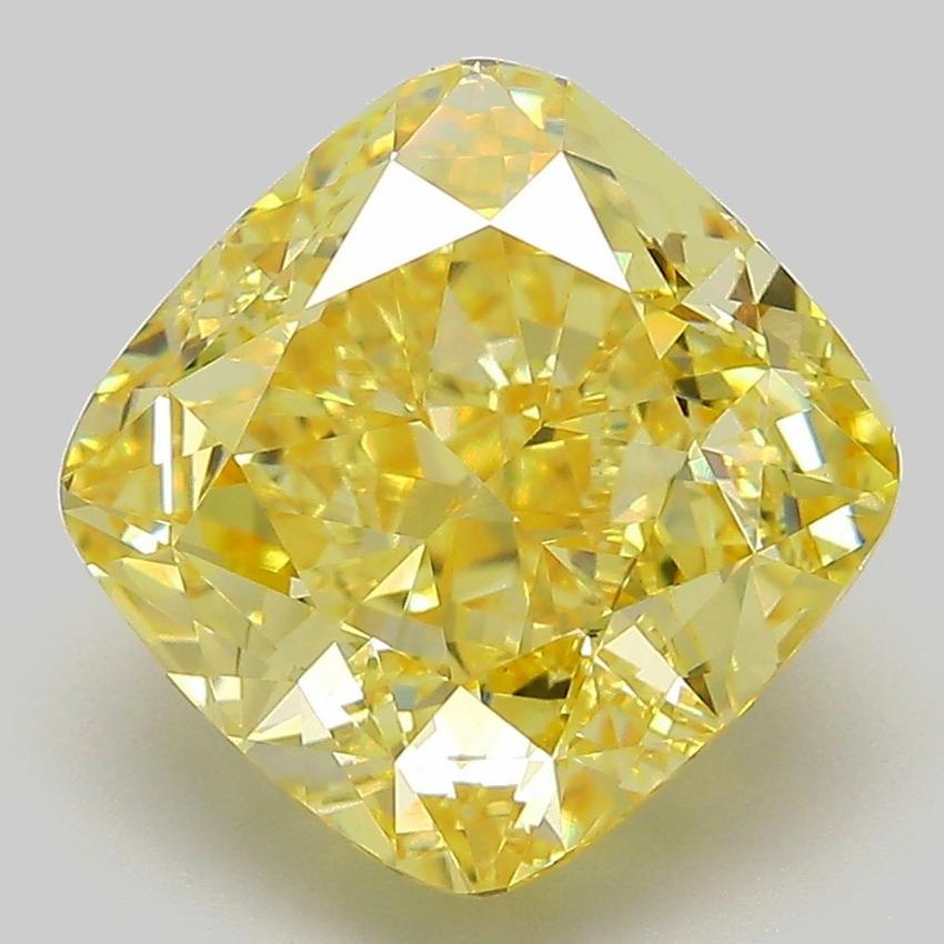 5.58 Ct. Fancy Vivid Yellow Cushion Lab Grown Diamond