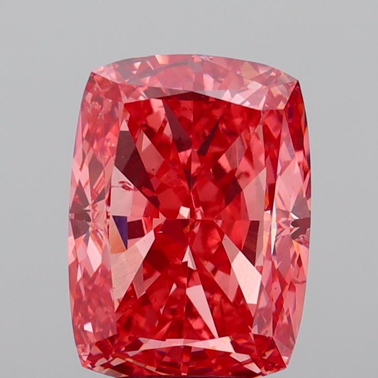 5.12 Ct. Fancy Vivid  Pink Cushion Lab Grown Diamond