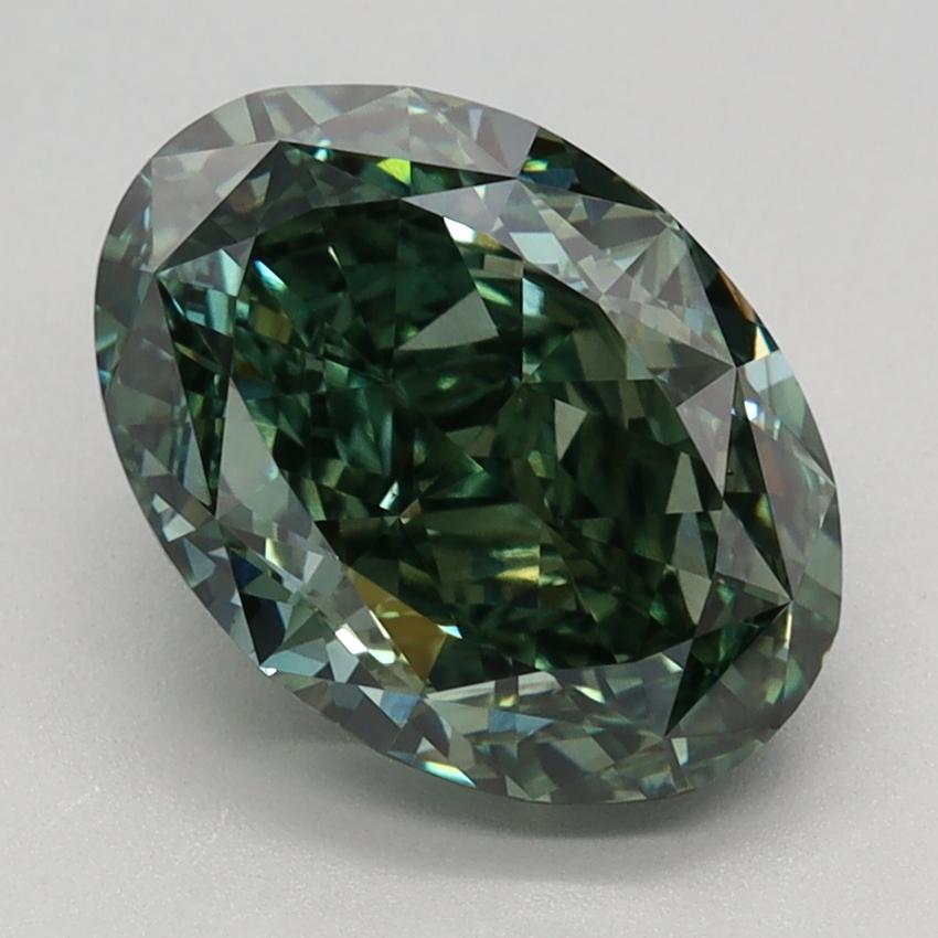 2.87 Ct. Fancy Vivid Green Oval Lab Grown Diamond