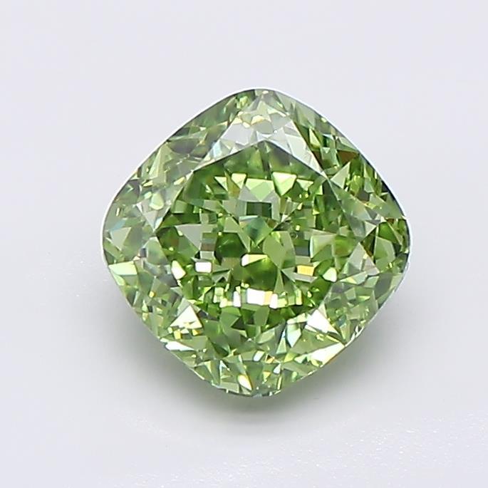 1.57 Ct. Fancy Vivid  Green Cushion Lab Grown Diamond