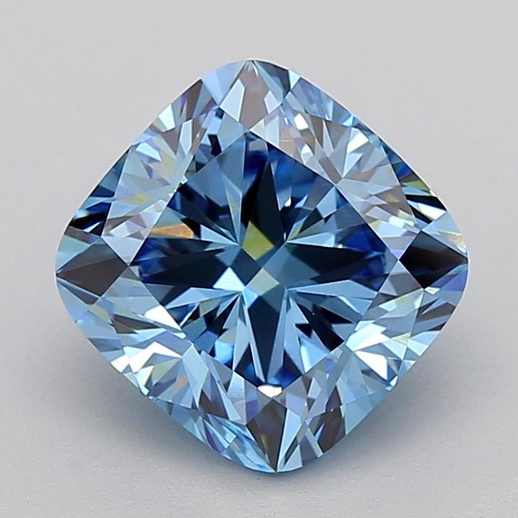 4.06 Ct. Fancy Vivid  Blue Cushion Lab Grown Diamond